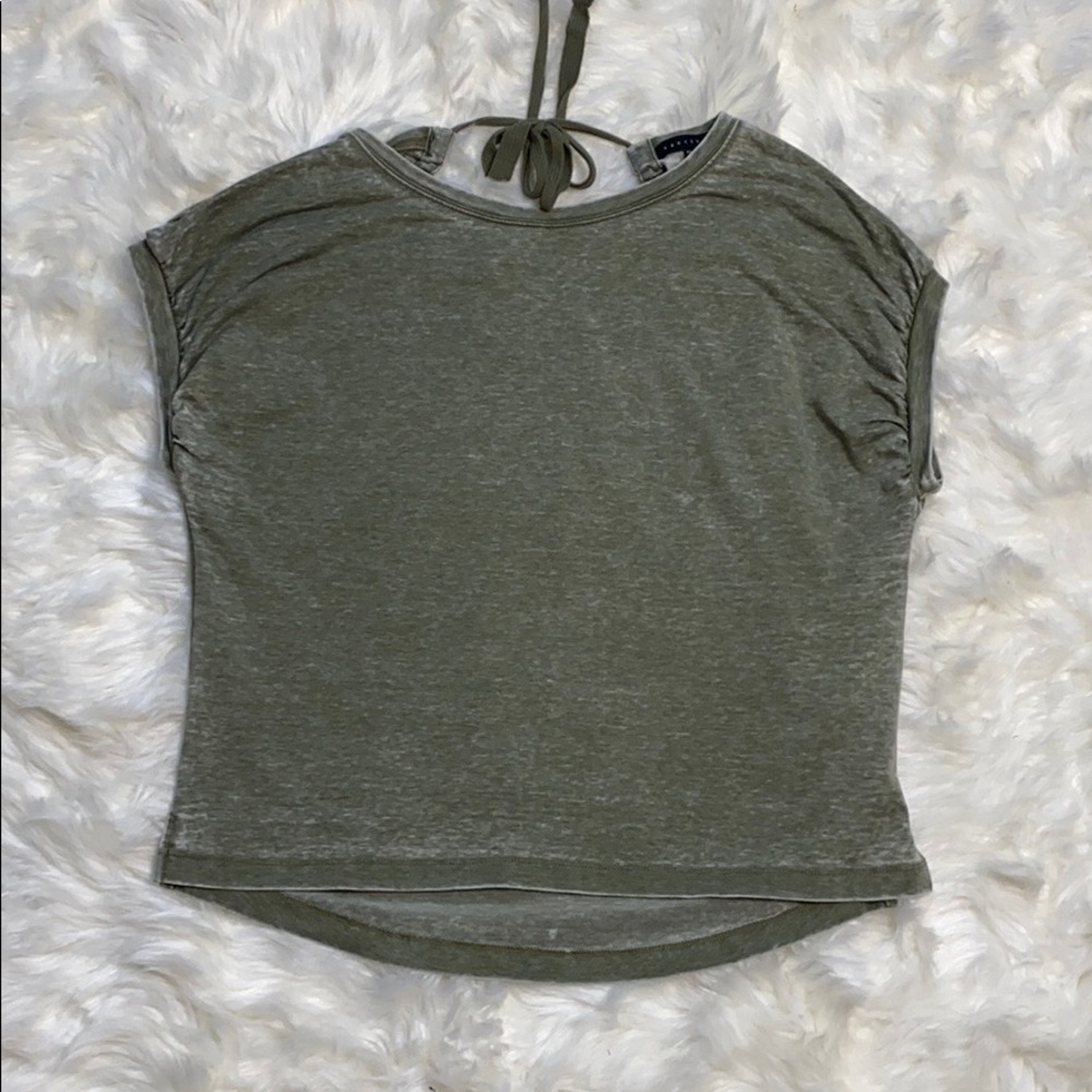 Sanctuary Open Drawstring Back Distressed Moss Top - image 4